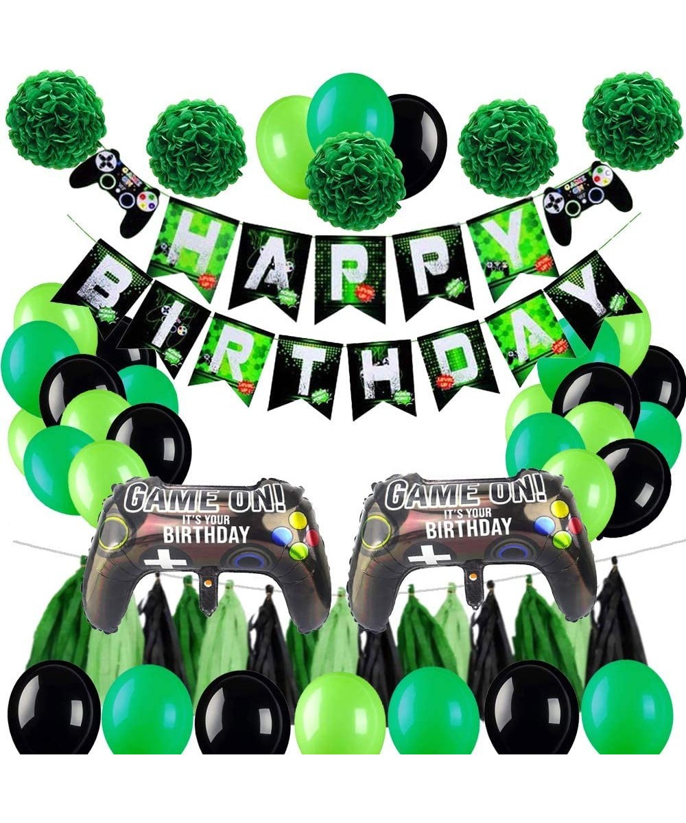 54 Pieces Video Game Party Supplies Set Happy Birthday Gaming Banner Game Themed Party Decorations Gamer Balloons for Birthda...