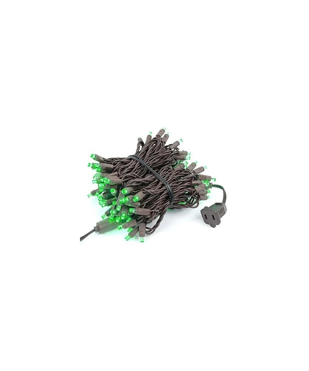 100 Light LED Christmas Mini Light Set- Outdoor Lighting Party Patio String Lights- Green- Brown Wire- 34 Feet - Green - CE11...