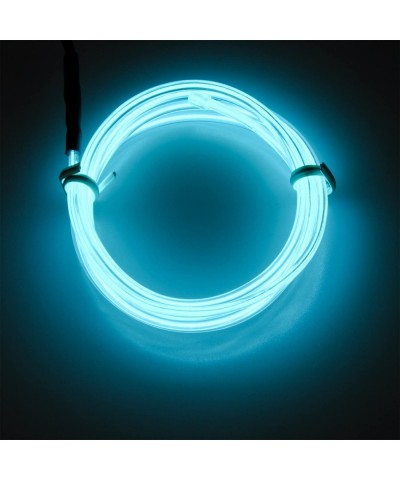 EL Wire Neon Glowing Strobing Electroluminescent Light El Wire w/Battery Pack for Parties- Halloween Decoration (Ice Blue- 15...