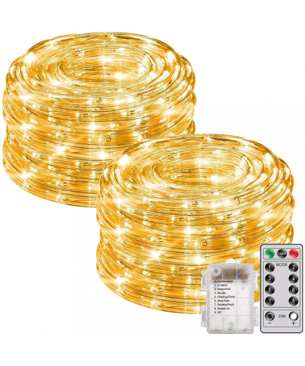 LED Rope Lights Battery Operated String Lights-40Ft 120 LEDs 8 Modes Outdoor Waterproof Fairy Lights Dimmable/Timer with Remo...