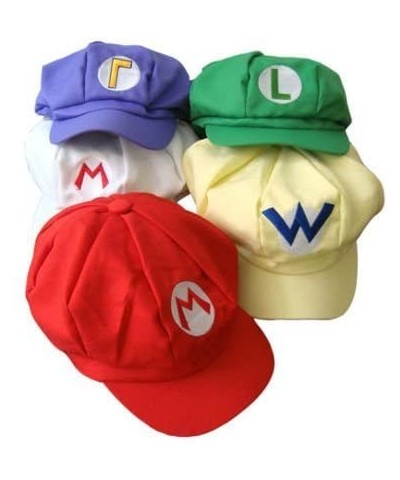 5pcs Super Mario Bros Hat Mario Luigi Cap Cosplay Red Green Purple Yellow White - C111TY357XV $35.70 Party Hats