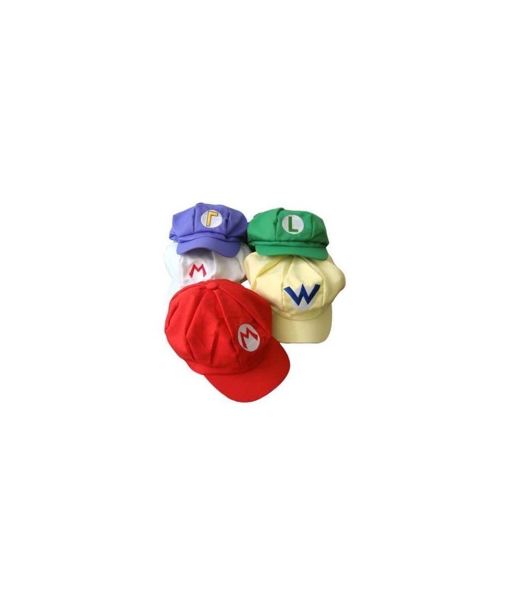5pcs Super Mario Bros Hat Mario Luigi Cap Cosplay Red Green Purple Yellow White - C111TY357XV $35.70 Party Hats