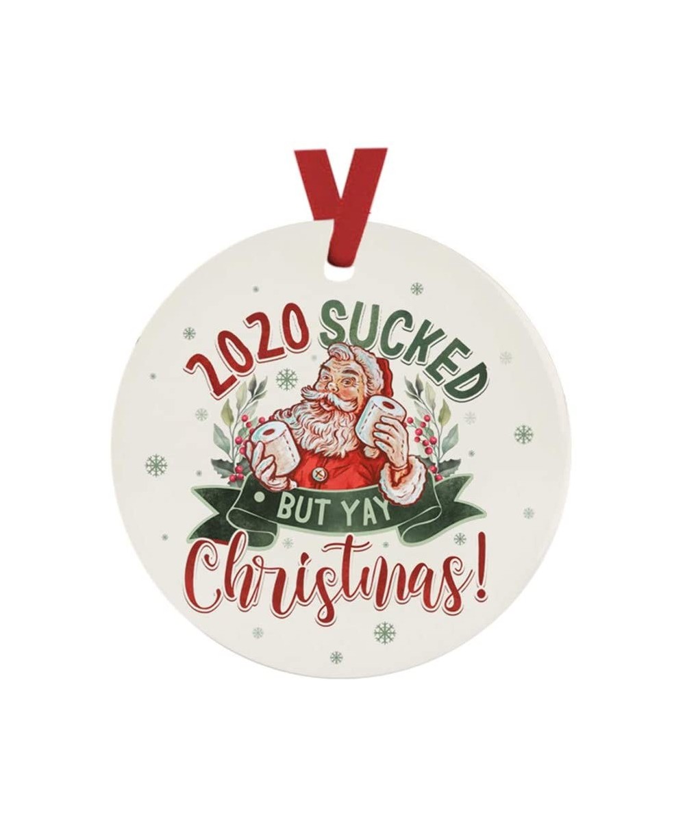 Two-Side Printed 2020 Ornament Wooden- Funny Santa Quarantine Survived Toilet Paper Gift About Special 2020 Ornaments (2020 S...