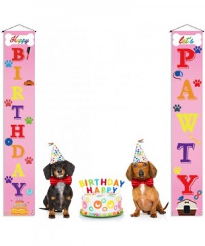 Dog Happy Birthday Banner-Let's Pawty Banner-Puppy Pet Birthday Party Decoration Bunting Garland (Pink) - Pink - CF190733AW4 ...