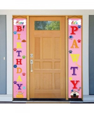 Dog Happy Birthday Banner-Let's Pawty Banner-Puppy Pet Birthday Party Decoration Bunting Garland (Pink) - Pink - CF190733AW4 ...