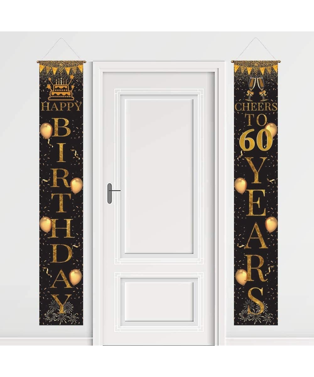 60th Birthday Party Porch Sign Happy Birthday Cheers to 60 Years Welcome Sign Hanging- 2 Pieces 60th Birthday Decoration for ...