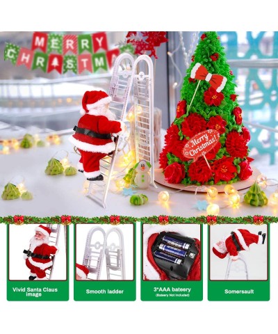 Santa Claus Climbing Ladder Christmas Decoration- Electric Santa Climbing Ladder Up and Down Christmas Ornaments with Music C...