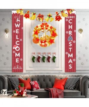 Merry Christmas Front Door Decorations Hanging Wreath- Xmas Wall Hanging Decorations Indoor for Home Office Party Fireplace M...