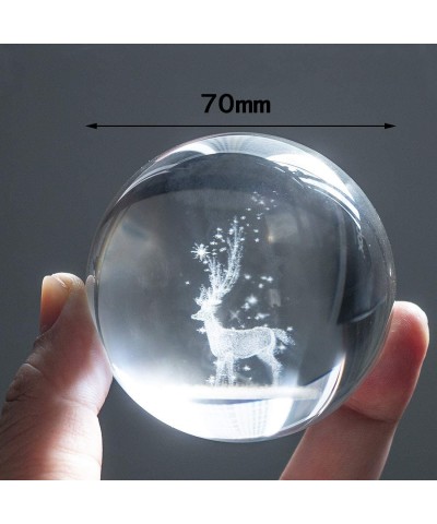 70mm/2.75" 3D Laser Crystal Ball with Christmas Deer and Snowflakes Figure for Home Decor Ornament - CQ18TO269ED $16.29 Ornam...