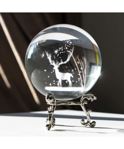 70mm/2.75" 3D Laser Crystal Ball with Christmas Deer and Snowflakes Figure for Home Decor Ornament - CQ18TO269ED $16.29 Ornam...