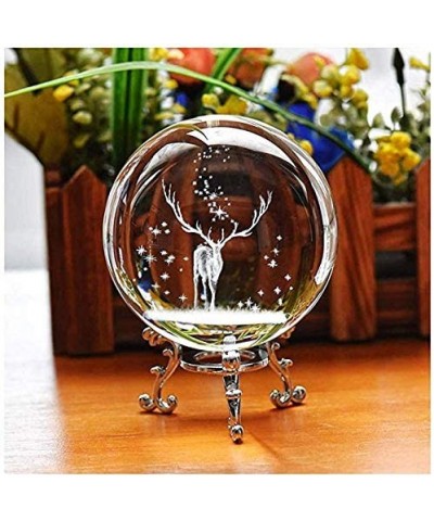 70mm/2.75" 3D Laser Crystal Ball with Christmas Deer and Snowflakes Figure for Home Decor Ornament - CQ18TO269ED $16.29 Ornam...