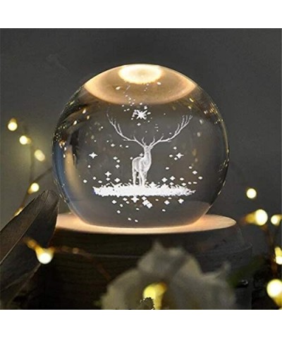 70mm/2.75" 3D Laser Crystal Ball with Christmas Deer and Snowflakes Figure for Home Decor Ornament - CQ18TO269ED $16.29 Ornam...