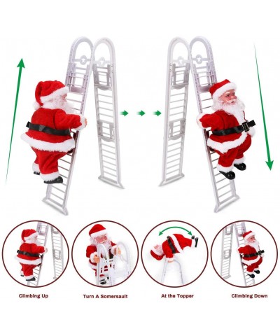 Santa Claus Climbing Ladder Christmas Decoration- Electric Santa Climbing Ladder Up and Down Christmas Ornaments with Music C...