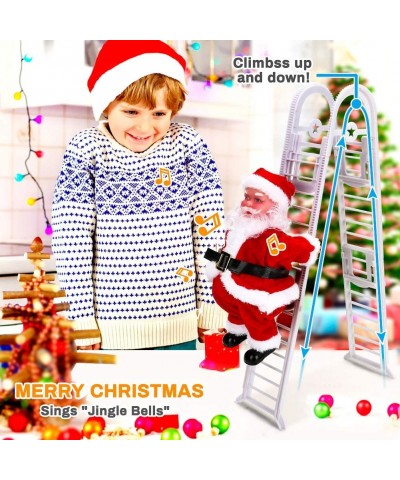 Santa Claus Climbing Ladder Christmas Decoration- Electric Santa Climbing Ladder Up and Down Christmas Ornaments with Music C...