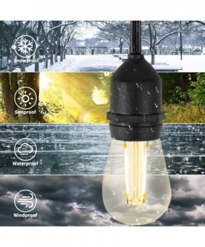 48FT Outdoor Cafe String Lights with 15 Shatterproof LED S14 Edison Bulbs-UL Listed Commercial Grade Patio Lights for Backyar...