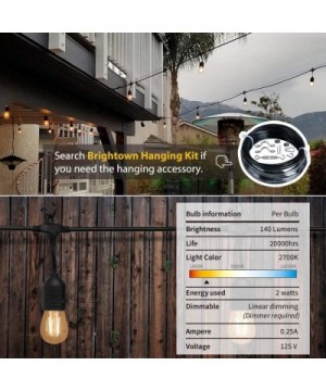48FT Outdoor Cafe String Lights with 15 Shatterproof LED S14 Edison Bulbs-UL Listed Commercial Grade Patio Lights for Backyar...