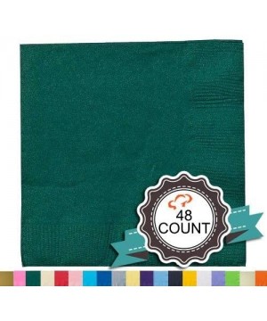 48-Pack 2-Ply Hunter Green 5 X 5 inch Beverage Bulk Disposable Small Bar Square Paper Napkins for Cocktail Coffee Drinks Dess...