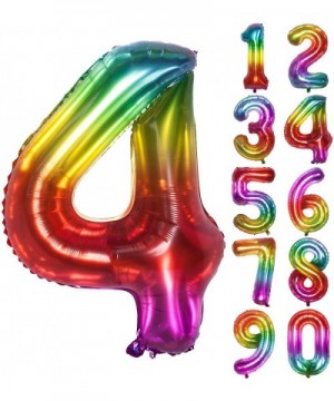 40 Inch Jelly Digital Double Sided Colorful Large Numbers Birthday Party Decorations Helium Foil Mylar Big Number Balloon 4 -...