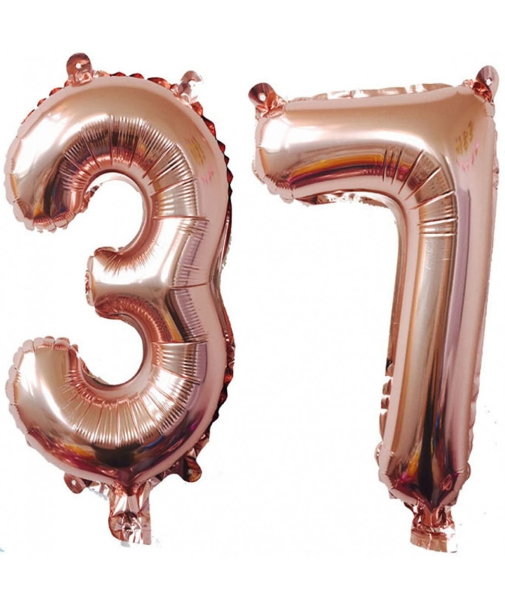 40inch Rose Gold Foil 37 Helium Jumbo Digital Number Balloons- 37th Birthday Decoration for Women or Men- 37 Birthday Party S...