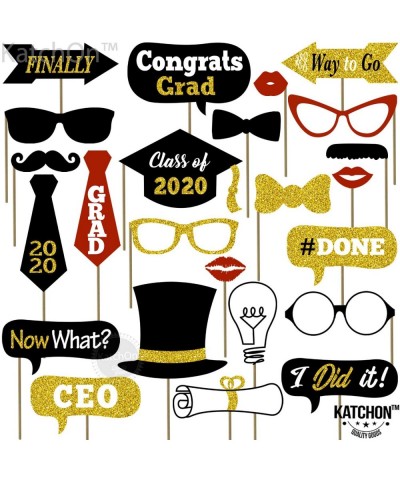 Graduation Photo Booth Props 2020 - Real Gold Glitter- Black and Gold Graduation Decorations - Graduation Party Supplies 2020...