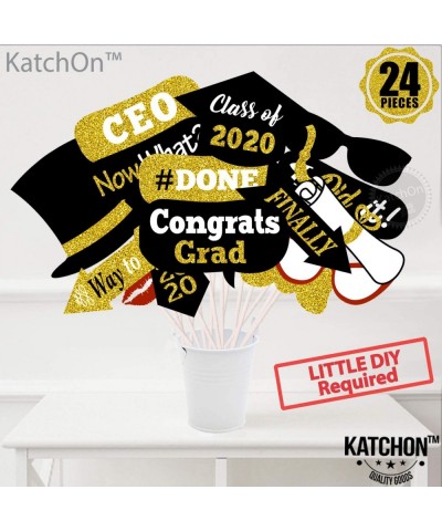 Graduation Photo Booth Props 2020 - Real Gold Glitter- Black and Gold Graduation Decorations - Graduation Party Supplies 2020...