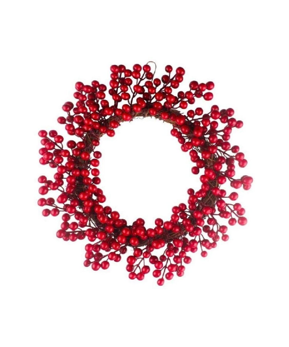 Christmas Wreath- 16-Inch Simulation Berry Decorative Wreath Red Fruit Garland for Christmas Hotel Mall Hanging Decoration - ...