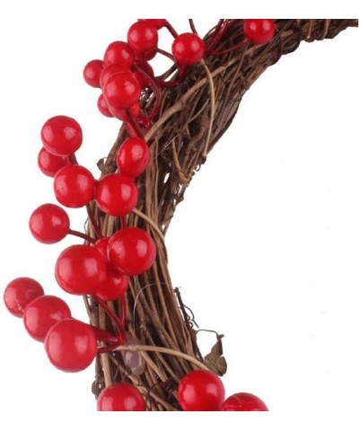 Christmas Wreath- 16-Inch Simulation Berry Decorative Wreath Red Fruit Garland for Christmas Hotel Mall Hanging Decoration - ...