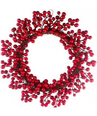Christmas Wreath- 16-Inch Simulation Berry Decorative Wreath Red Fruit Garland for Christmas Hotel Mall Hanging Decoration - ...