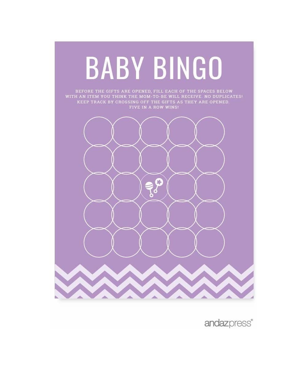 Lavender Chevron Girl Baby Shower Collection- Games- Activities- Decorations- Baby Bingo Game Cards- 20-Pack - Cards Bingo - ...