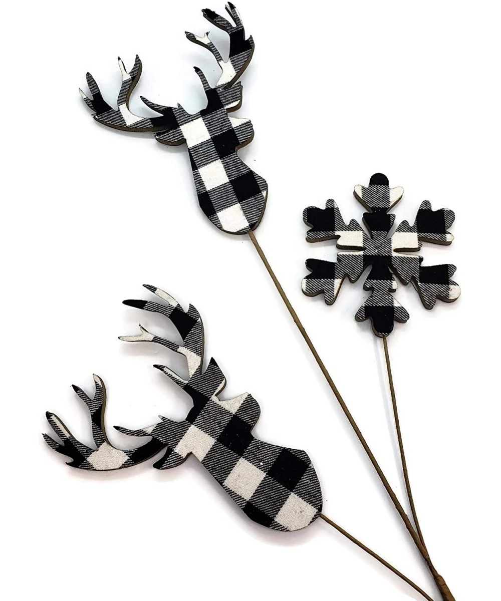 26" Buffalo Plaid Reindeer Spray Black & White Check - Buffalo Check Christmas Ornament by Liberty Floral - C218I27CMSX $18.7...