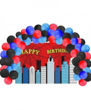 Spider Boy Birthday Party Supplies Decorations- Backdrop With Balloons Kit For Kids Photo Background - C6193YWA9KU $12.86 Bal...