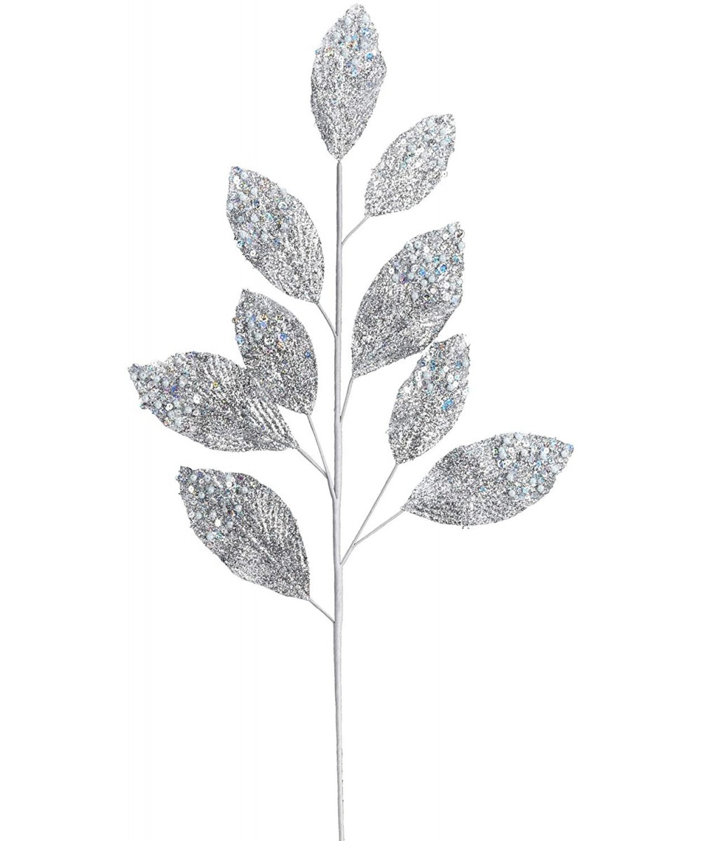 Glitter Leaf Aritificial Spray Christmas-Decor- 29"- Silver- 6 Piece - Silver - CG18A6OKC28 $19.02 Swags