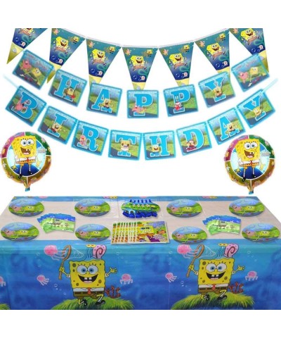 85 Pcs Spongebob Birthday Party Supplies and Decorations Set of Kids Girls and Boys Party Suppliers Favor 1st Under8- Include...