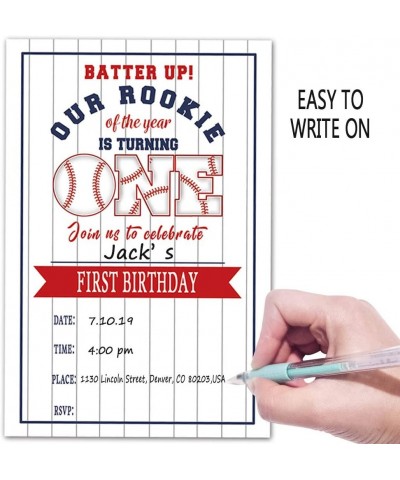 1st Birthday Party Invitations with Envelopes - First Birthday Batter Up Baseball Invitation- Baseball Party Invitations- 30 ...