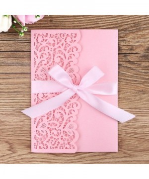 20 Pieces 5.1 x 7.2 " Blank Pink Quinceanera Invitations Kit Laser Cut Hollow Rose Pocket Quinceanera Invitation Cards with E...