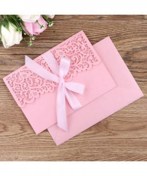 20 Pieces 5.1 x 7.2 " Blank Pink Quinceanera Invitations Kit Laser Cut Hollow Rose Pocket Quinceanera Invitation Cards with E...