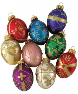Glass Decorative Egg Ornament- 45mm- Set of 9 - Multicolored - C211N9VB2J7 $16.51 Ornaments