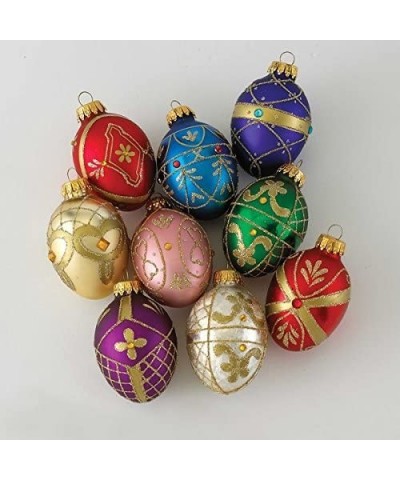 Glass Decorative Egg Ornament- 45mm- Set of 9 - Multicolored - C211N9VB2J7 $16.51 Ornaments