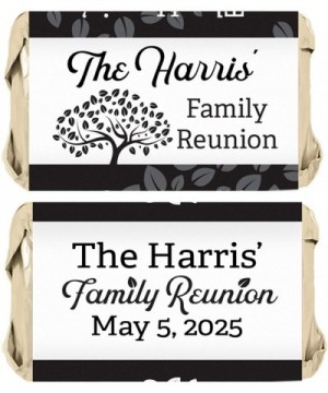 Personalized Family Reunion Mini Candy Bar Labels - 45 Stickers (Black and White) - Black and White - CY19D7XAXSO $7.54 Favors