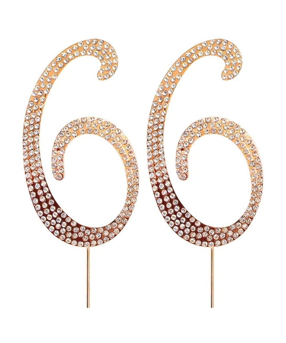 Gold 66" Crystal Cake Topper- Number 66 Rhinestones 66th Birthday Cake Topper- Men or Women Birthday or 66th Anniversary Part...