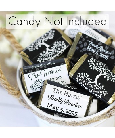 Personalized Family Reunion Mini Candy Bar Labels - 45 Stickers (Black and White) - Black and White - CY19D7XAXSO $7.54 Favors