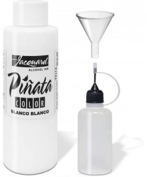 Pinata Blanco White Alcohol Ink 4-Ounce- Pixiss Needle Tip Applicator Bottle and Funnel- Bundle for Yupo and Resin - Blanco B...