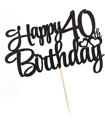 Black Glitter 40 Happy Birthday Cake Topper - Birthday Party Decorations Supplies (40) - 40 - CC19HQ7QO6R $8.53 Confetti