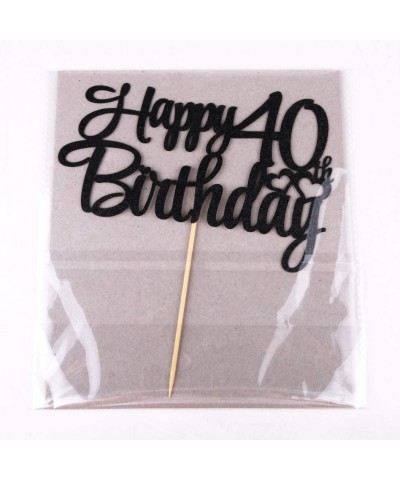 Black Glitter 40 Happy Birthday Cake Topper - Birthday Party Decorations Supplies (40) - 40 - CC19HQ7QO6R $8.53 Confetti