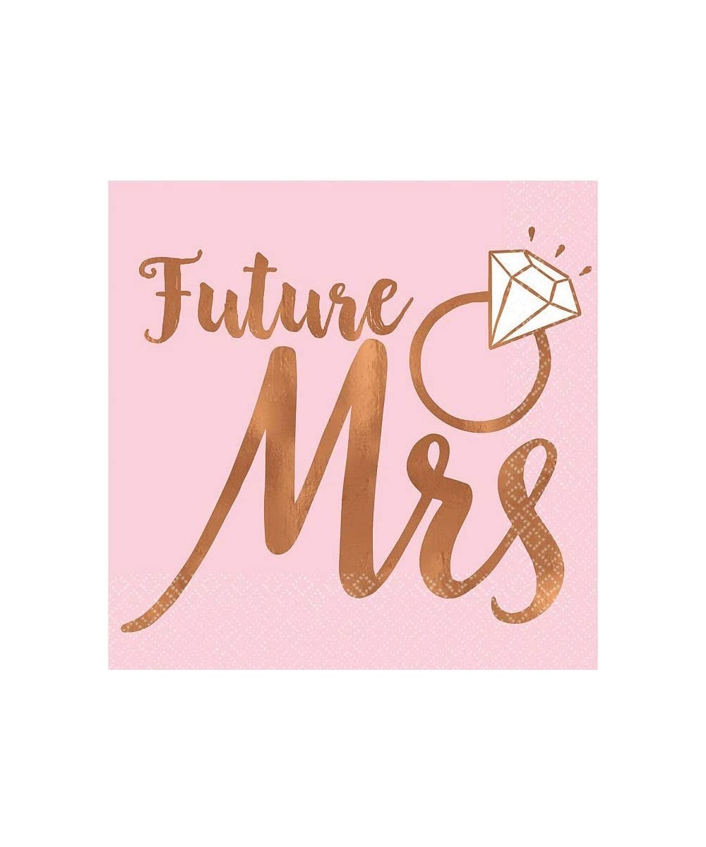 Special Occasions- Wedding- Bachelorette Party Supplies Blush & Rose Gold Future Mrs. Beverage Napkins (4X Pack of 16ct Each)...