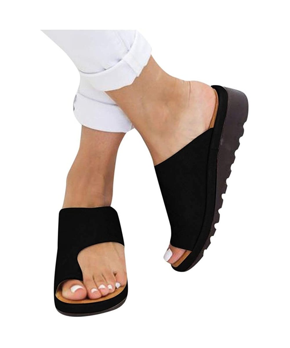 Sandals for Women Wide Width-2020 Comfy Platform Sandal Shoes Comfortable Ladies Shoes Summer Beach Travel Shoes Sandals - Bl...