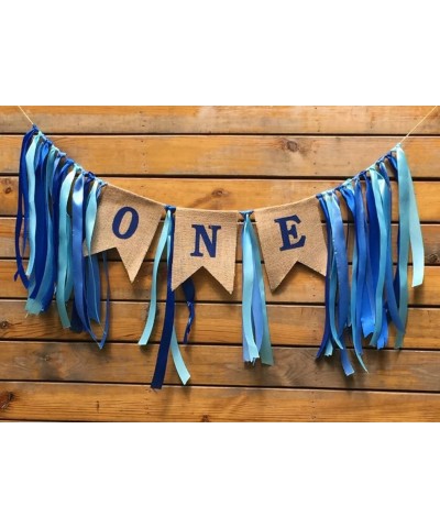 1st Birthday ONE High Chair Banner for Boys Girls First Birthday Decorations Burlap Birthday Banner (Blue) - CT18EDLSI63 $8.2...