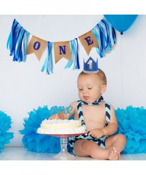 1st Birthday ONE High Chair Banner for Boys Girls First Birthday Decorations Burlap Birthday Banner (Blue) - CT18EDLSI63 $8.2...