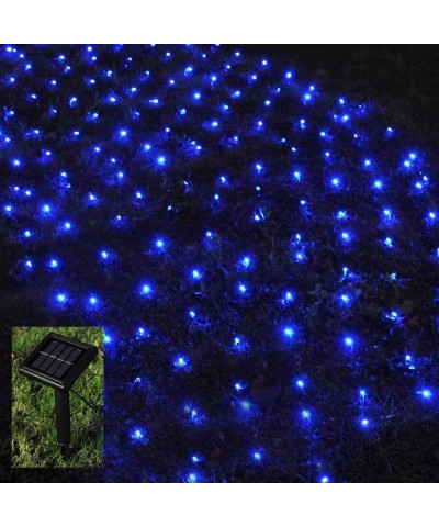 Blue LED Fairy Net Lights Solar Powered 200LEDs Garden Strings Tree Decorative Outdoor Lighting IP67 Fully Waterproof Mesh Fa...