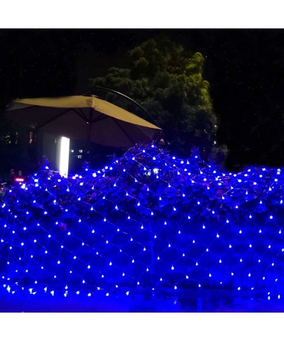 Blue LED Fairy Net Lights Solar Powered 200LEDs Garden Strings Tree Decorative Outdoor Lighting IP67 Fully Waterproof Mesh Fa...